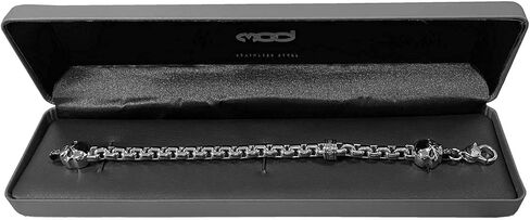 Harley-Davidson Men's Steel Rolo Chain Double Skull Metal Bracelet - Silver in Saudi Arabia