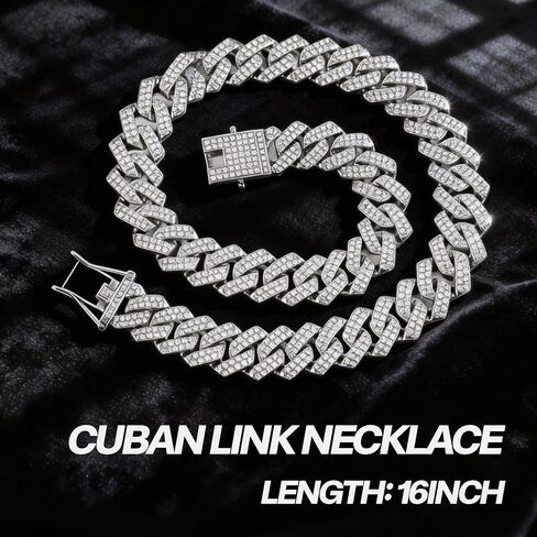 2 Pcs Cuban Link Chain Set for Men Necklace Cuban Bracelet for Women Hip Pop Gift Silver in Kuwait