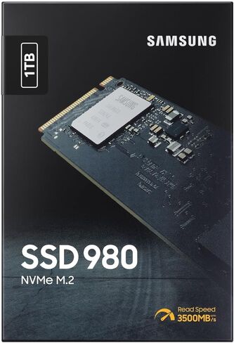 Samsung 980 1 تيرابايت PCIe 3.0 (ما يصل إلى 3.500 ميجابايت/ثانية) NVMe M.2 محرك الحالة الصلبة الداخلي (SSD) (MZ-V8V1T0BW) in Kuwait