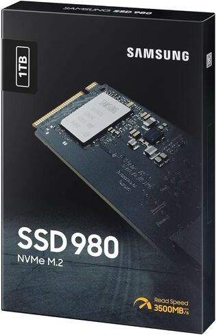 Samsung 980 1 تيرابايت PCIe 3.0 (ما يصل إلى 3.500 ميجابايت/ثانية) NVMe M.2 محرك الحالة الصلبة الداخلي (SSD) (MZ-V8V1T0BW) in Kuwait