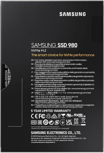 Samsung 980 1 تيرابايت PCIe 3.0 (ما يصل إلى 3.500 ميجابايت/ثانية) NVMe M.2 محرك الحالة الصلبة الداخلي (SSD) (MZ-V8V1T0BW) in Kuwait