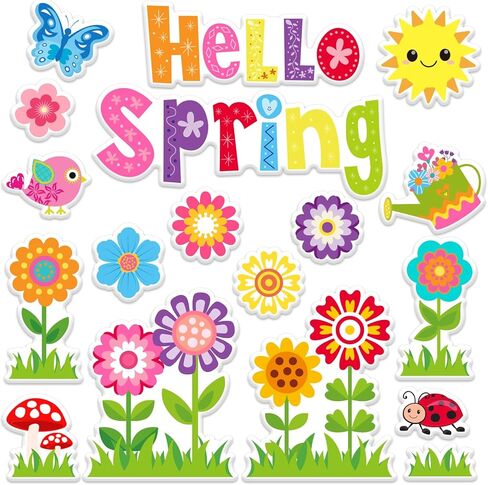 2 Sheet Spring Thick Gel Clings Colorful Flower Garden Theme Window Gel Decals for Home School Office Classroom Nursery Party Supplies in Saudi Arabia
