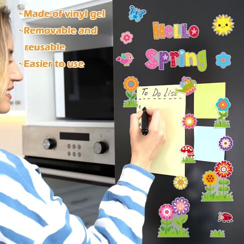 2 Sheet Spring Thick Gel Clings Colorful Flower Garden Theme Window Gel Decals for Home School Office Classroom Nursery Party Supplies in Saudi Arabia