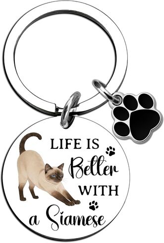 Siamese Cat Gifts for Cats Lovers Siamese Cat Themed Gifts for Women Kitten Keychain Cats Owner Keychain Cute Kitten Stuff Birthday Gift Ideas for Animal Lovers Bag Keyring Charm in Saudi Arabia