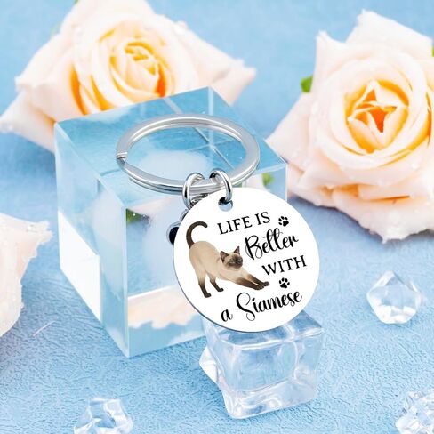 Siamese Cat Gifts for Cats Lovers Siamese Cat Themed Gifts for Women Kitten Keychain Cats Owner Keychain Cute Kitten Stuff Birthday Gift Ideas for Animal Lovers Bag Keyring Charm in Saudi Arabia