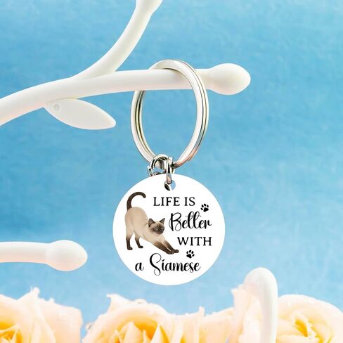 Siamese Cat Gifts for Cats Lovers Siamese Cat Themed Gifts for Women Kitten Keychain Cats Owner Keychain Cute Kitten Stuff Birthday Gift Ideas for Animal Lovers Bag Keyring Charm in Saudi Arabia