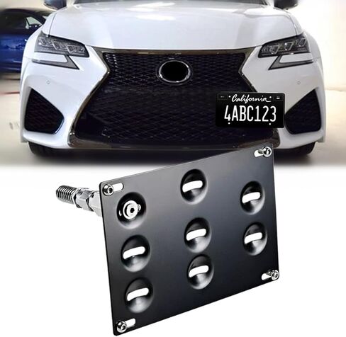 Drill-Free Front Tow Hook License Plate Frame for Lexus 2006-2018 IS250 IS350 is-F, RC RC-F GS350 NX RX350 LS CT200h JDM Style Stainless Steel Relocator Holder Front Bumper Frame in Saudi Arabia