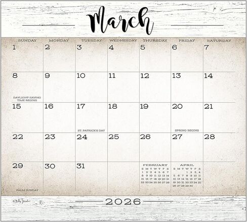 Legacy Publishing Group 2026 Wall Calendar 12-Month Schedule Organizer 12 x 13 Inch Paper With Brass Grommet Farmhouse in Saudi Arabia