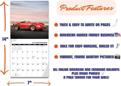 تقويم السيارات الفائقة لعام 2026 - (تقويم MINI مقاس 7 × 7) - تصوير مذهل - تقويم جداري لسيارة الأحلام الرياضية الفاخرة 2026 - in Kuwait