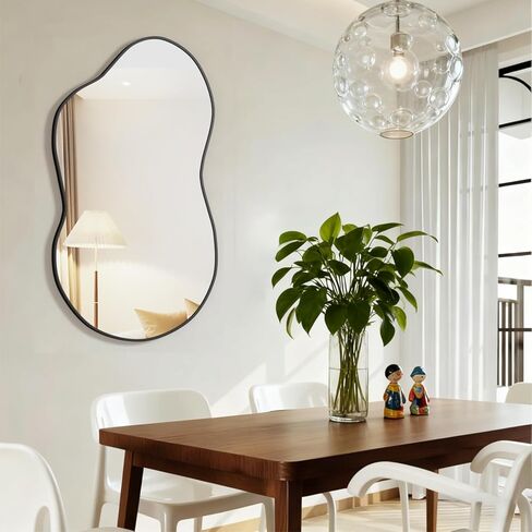 Irregular Wall Mirror, Asymmetrical Cloud Mirror 26"x46" Gold Large Unique Vanity Body Mirrors Bathroom Wall Mounted Modern Shaped Dressing for Living Room Entryway in Kuwait