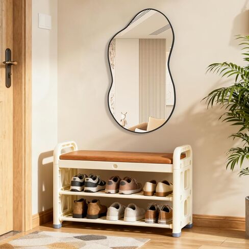 Irregular Wall Mirror, Asymmetrical Cloud Mirror 26"x46" Gold Large Unique Vanity Body Mirrors Bathroom Wall Mounted Modern Shaped Dressing for Living Room Entryway in Kuwait