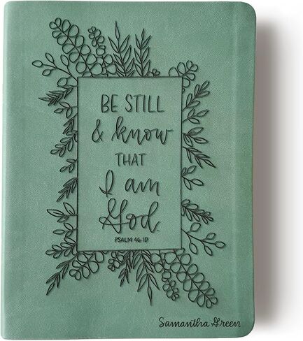 NLT Journaling Bible - Green | Be Still and Know That I Am God | Personalized and Hand Lettered Name | Customizable Gift in Kuwait