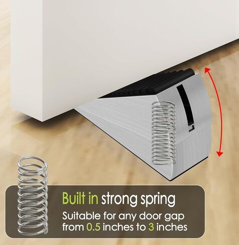 3 قطع سدادة باب زنبركية شديدة التحمل قابلة للتعديل، إسفين باب مطاطي معدني 3 بوصة، حامل باب من الفولاذ المقاوم للصدأ في الأسفل، حاجز باب لأي أبواب ثقيلة in Kuwait