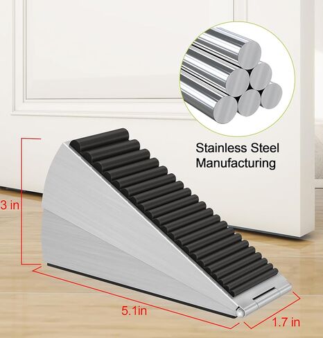3 قطع سدادة باب زنبركية شديدة التحمل قابلة للتعديل، إسفين باب مطاطي معدني 3 بوصة، حامل باب من الفولاذ المقاوم للصدأ في الأسفل، حاجز باب لأي أبواب ثقيلة in Kuwait