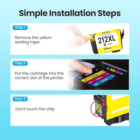 حزمة كومبو حبر 212XL عالية السعة T212 T212XL مُعاد تصنيعها لخراطيش حبر Epson 212 لـ XP-4100 XP-4105 WF-2830 WF-2850 (2 أسود، 1 سماوي، 1 أرجواني، 1 أصفر، 5 عبوات) in Kuwait