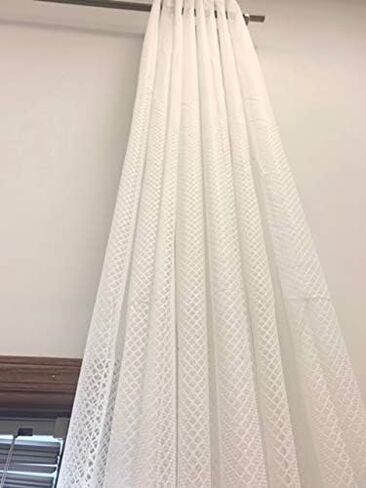Ikiriska Extra Long Sheer lace Curtains 10-24 ft Grommet top (1 Panel) (Designer White, 50″Wx216″L) in Saudi Arabia