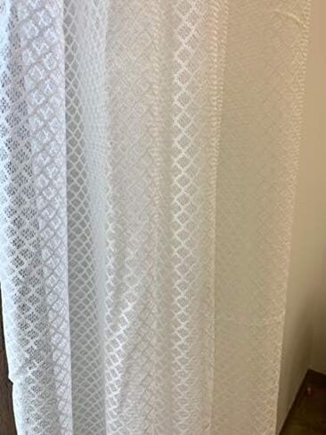 Ikiriska Extra Long Sheer lace Curtains 10-24 ft Grommet top (1 Panel) (Designer White, 50″Wx216″L) in Saudi Arabia