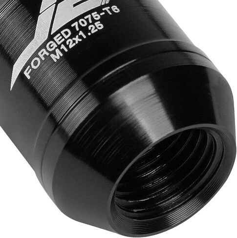 J2 Engineering 16Pcs 7075 Aluminum Open End M12 x 1.25 Lug Nuts w/4Pcs Lock Nuts & Key, Black, Fit Conical Seat, LN-T7-002-125-BK in Saudi Arabia