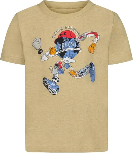 Under Armour Boys' Short Sleeve Sports Graphic T-Shirt, Lightweight & Breathable, Relaxed Fit, Field Khaki World, 4T in Saudi Arabia