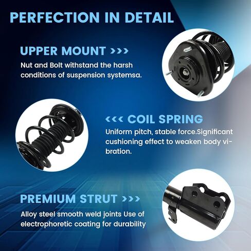 2PCS Front Struts Complete Assembly w/Coil Spring Shock Absorber Compatible with Toyota Corolla 2003 2004 2005 2006 2007 2008, Suspension Struts Replace 172114 172115 Left & Right in Kuwait