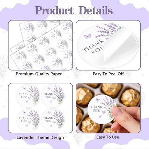 80 قطعة لافندر شكرًا لك ملصقات أرجوانية زهرية لافندر للفتيات والنساء لافندر عيد ميلاد الطفل وحفلات الزفاف وحفلات إزالة الأعشاب الضارة ومستلزمات الهدايا والأظرف والأختام in Kuwait