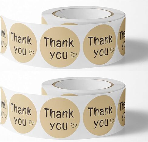1 Inch Thank You Stickers, 1000pcs Kraft Paper Thank You Label Tags for Small Business, Gifts, Weddings, Giveaways, Bridal Showers, Party, Boutiques and Envelope Seals (2 Rolls) in Saudi Arabia