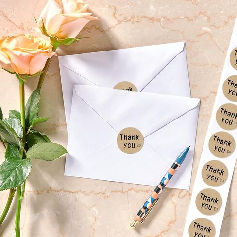 1 Inch Thank You Stickers, 1000pcs Kraft Paper Thank You Label Tags for Small Business, Gifts, Weddings, Giveaways, Bridal Showers, Party, Boutiques and Envelope Seals (2 Rolls) in Saudi Arabia