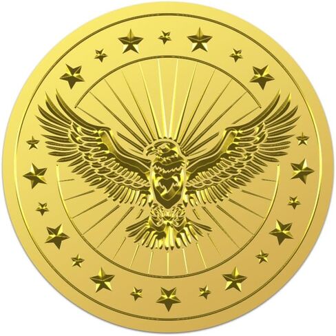 WADORN 100Pcs Eagle Gold Foil Certificate Seals, 2 Inch Bird Gold Foil Embossed Stickers Wildlife and Star Self Adhesive Embossed Seal Labels for Invitation Diplomas Graduation Gift Wrapping in Saudi Arabia