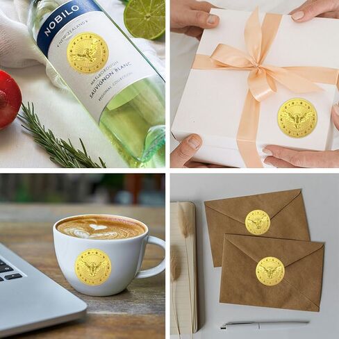 WADORN 100Pcs Eagle Gold Foil Certificate Seals, 2 Inch Bird Gold Foil Embossed Stickers Wildlife and Star Self Adhesive Embossed Seal Labels for Invitation Diplomas Graduation Gift Wrapping in Saudi Arabia
