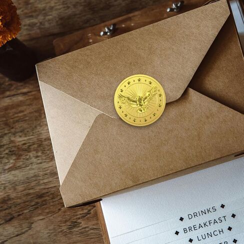 WADORN 100Pcs Eagle Gold Foil Certificate Seals, 2 Inch Bird Gold Foil Embossed Stickers Wildlife and Star Self Adhesive Embossed Seal Labels for Invitation Diplomas Graduation Gift Wrapping in Saudi Arabia