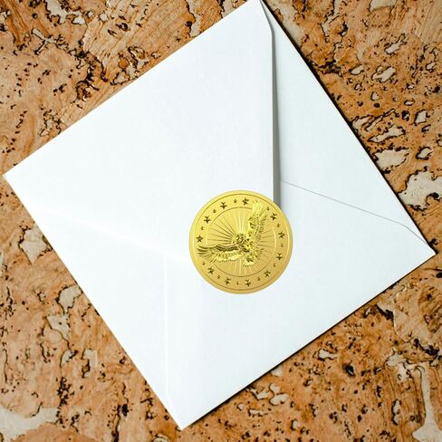 WADORN 100Pcs Eagle Gold Foil Certificate Seals, 2 Inch Bird Gold Foil Embossed Stickers Wildlife and Star Self Adhesive Embossed Seal Labels for Invitation Diplomas Graduation Gift Wrapping in Saudi Arabia
