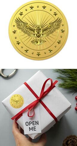 WADORN 100Pcs Eagle Gold Foil Certificate Seals, 2 Inch Bird Gold Foil Embossed Stickers Wildlife and Star Self Adhesive Embossed Seal Labels for Invitation Diplomas Graduation Gift Wrapping in Saudi Arabia