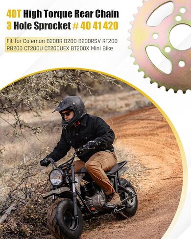 40T High Torque Rear Chain 3 Hole Sprocket Fit for Coleman Powersports B200R B200 B200RSV RT200 RB200 CT200U CT200UEX BT200X Etc, 40 Tooth Sprocket 40 41 420 Mini Bike Chain in Saudi Arabia
