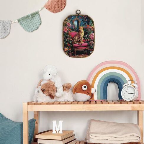 yjeslw العصرية الحد الأقصى الأزهار ليوبارد المثمن جدار الفن ديكور، الفهد انتقائي مؤطرة قماش يطبع، الاستوائية الرجعية الفهد الجدار شنقا الزينة لديكور غرفة نوم جرلي، 10.2x7 بوصة in Kuwait