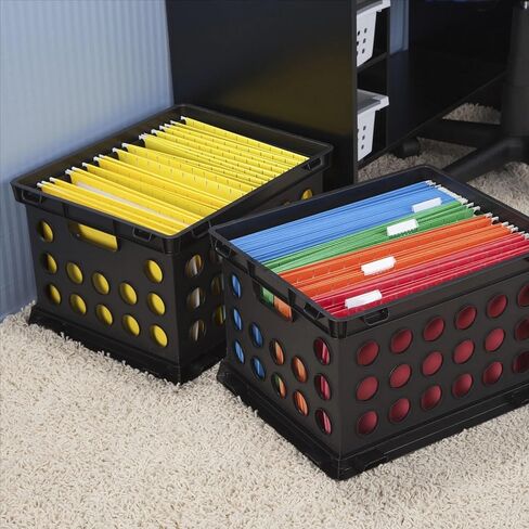 File Crate, Versatile Plastic Bin with Through Handles, Letter or Legal-sized File Storage, Stackable, Black(1pack-Black) in Saudi Arabia
