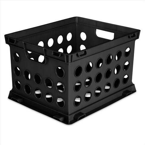File Crate, Versatile Plastic Bin with Through Handles, Letter or Legal-sized File Storage, Stackable, Black(1pack-Black) in Saudi Arabia