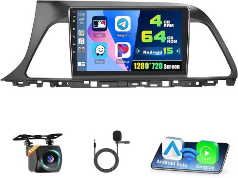Hikity Car Stereo Dash Kit for Hyundai Sonata Sedan 7 LF 2014-2017, HD Touchscreen Android Car Radio 9 Inch with Wireless Carplay Android Auto GPS Navigation BT Backup Camera in Saudi Arabia