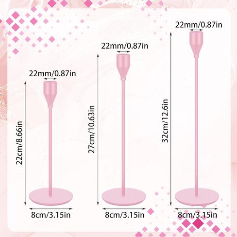 Mumufy 3pcs Metal Taper Candle Holder for Table Centerpieces, Wedding Decor and Dinner Party, Taper Pillar Candle Sticks Stand Holders Decor, Housewarming Gift (Pink) in Saudi Arabia