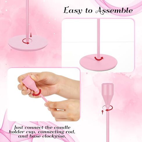 Mumufy 3pcs Metal Taper Candle Holder for Table Centerpieces, Wedding Decor and Dinner Party, Taper Pillar Candle Sticks Stand Holders Decor, Housewarming Gift (Pink) in Saudi Arabia