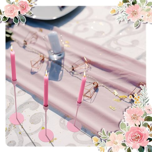 Mumufy 3pcs Metal Taper Candle Holder for Table Centerpieces, Wedding Decor and Dinner Party, Taper Pillar Candle Sticks Stand Holders Decor, Housewarming Gift (Pink) in Saudi Arabia