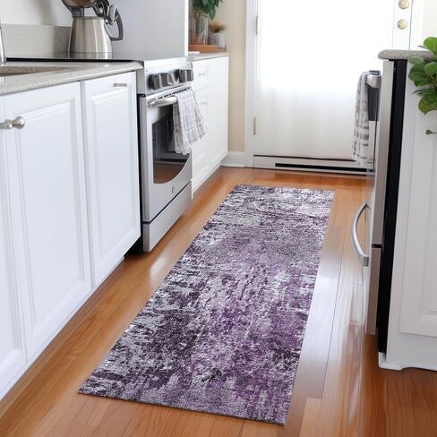 Addison Rugs Chantille ACN718 Eggplant 2'3" x 7'6" سجادة للمدخل الداخلي والخارجي، سهلة التنظيف، يمكن غسلها في الغسالة، لا تساقط، سجادة منطقة المطبخ للحمام والفناء والغسيل وسجادة غرفة النوم in Saudi Arabia