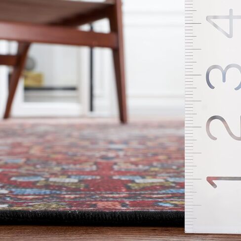 SAFAVIEH Washable Rug Tucson Collection - 2'6' x 8' Runner, Red & Blue, Slip Resistant & Easy to Clean, Ideal for Hallway, Foyer, Entryway, Bedroom (TSN138Q) in Saudi Arabia