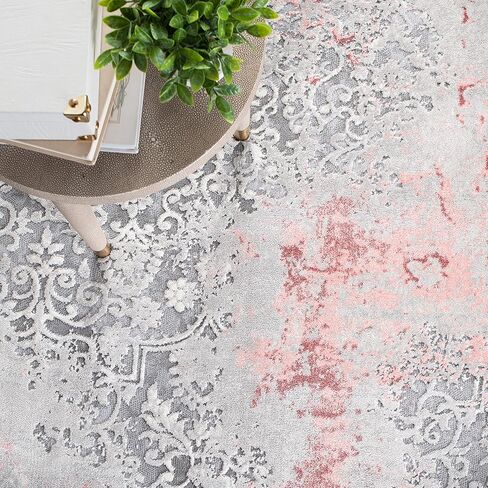 مجموعة SAFAVIEH Meadow Collection مقاس 2 × 11 بوصة باللون الرمادي الفاتح MDW573G سجادة حديثة تجريدية غير قابلة للتساقط في بهو غرفة المعيشة والمطبخ in Saudi Arabia