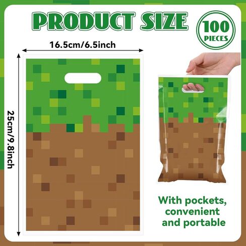 MinFyberd 50Pcs Pixel Birthday Party Goodie Favors Bag Video Game Plastic Gift Bags Party Candy Snack Bag Theme Goodie Treat Bags for Kids Gamer Birthday Decoration Supplies in Kuwait
