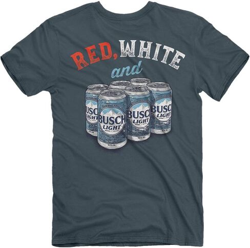 تي شيرت JEDCo باللون الأحمر والأبيض وبوش لايت، أزرق نيلي| تصميم الولايات المتحدة الأمريكية | 100% قطن in Kuwait