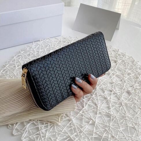 Zipper Wallet Coin Wallet PU Wallet Clutch Handbag Wallet bag Long Large Capacity Money Pocket WalletBlack in Saudi Arabia