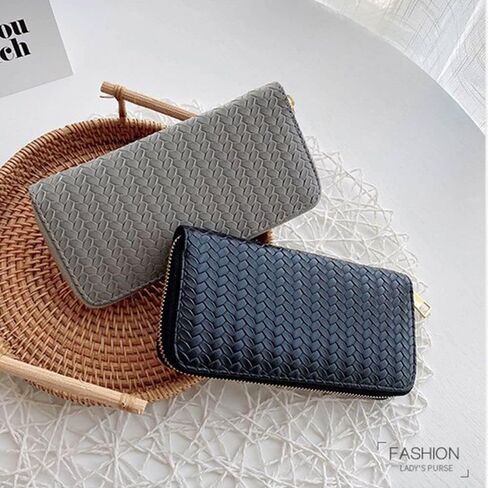 Zipper Wallet Coin Wallet PU Wallet Clutch Handbag Wallet bag Long Large Capacity Money Pocket WalletBlack in Saudi Arabia