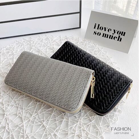 Zipper Wallet Coin Wallet PU Wallet Clutch Handbag Wallet bag Long Large Capacity Money Pocket WalletBlack in Saudi Arabia