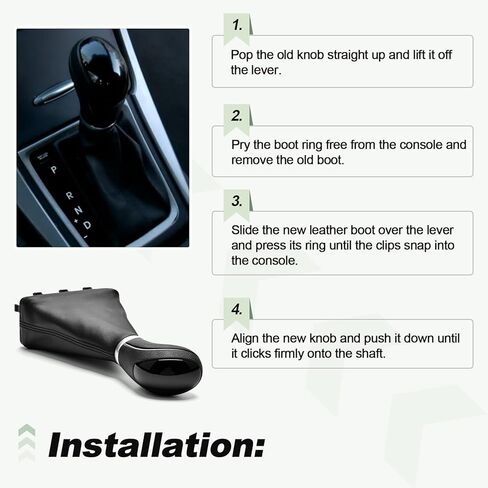Gear Shift Lever Knob Handle and Boot Set Compatible with 2014-2016 Hyundai Elantra 2013-2017 Elantra Gt Replace 467204V300 46720-4V300 in Kuwait