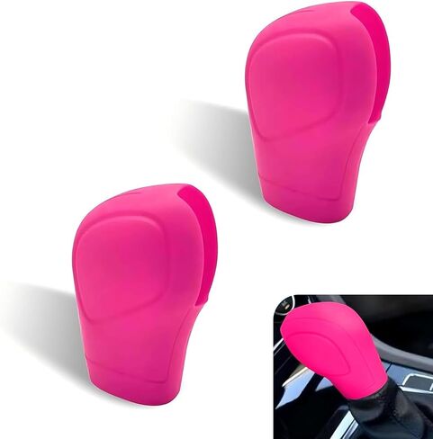 2 PCS Car Gear Shift Knob Cover, Silicone Anti-Slip Car Gear Shift Head Cover, Comfortable Car Shift Protector Cover, Universal Interior Decorative Accessories for Most Cars (Pink) in Saudi Arabia
